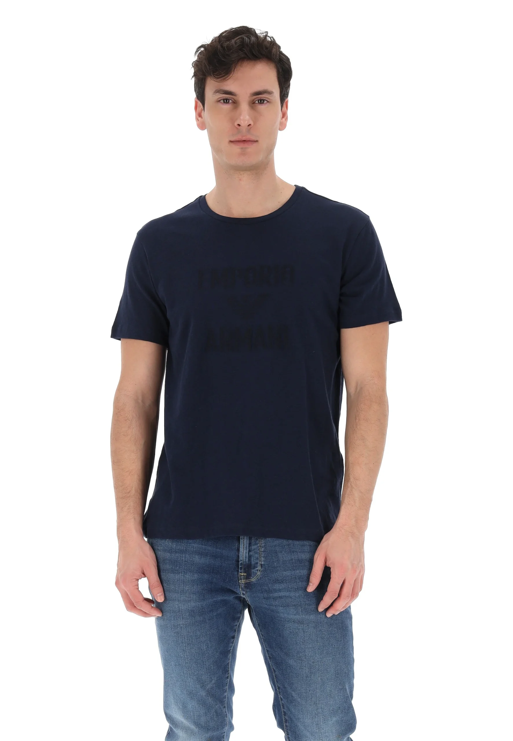 T-shirt misto lino Emporio Armani uomo con ricamo