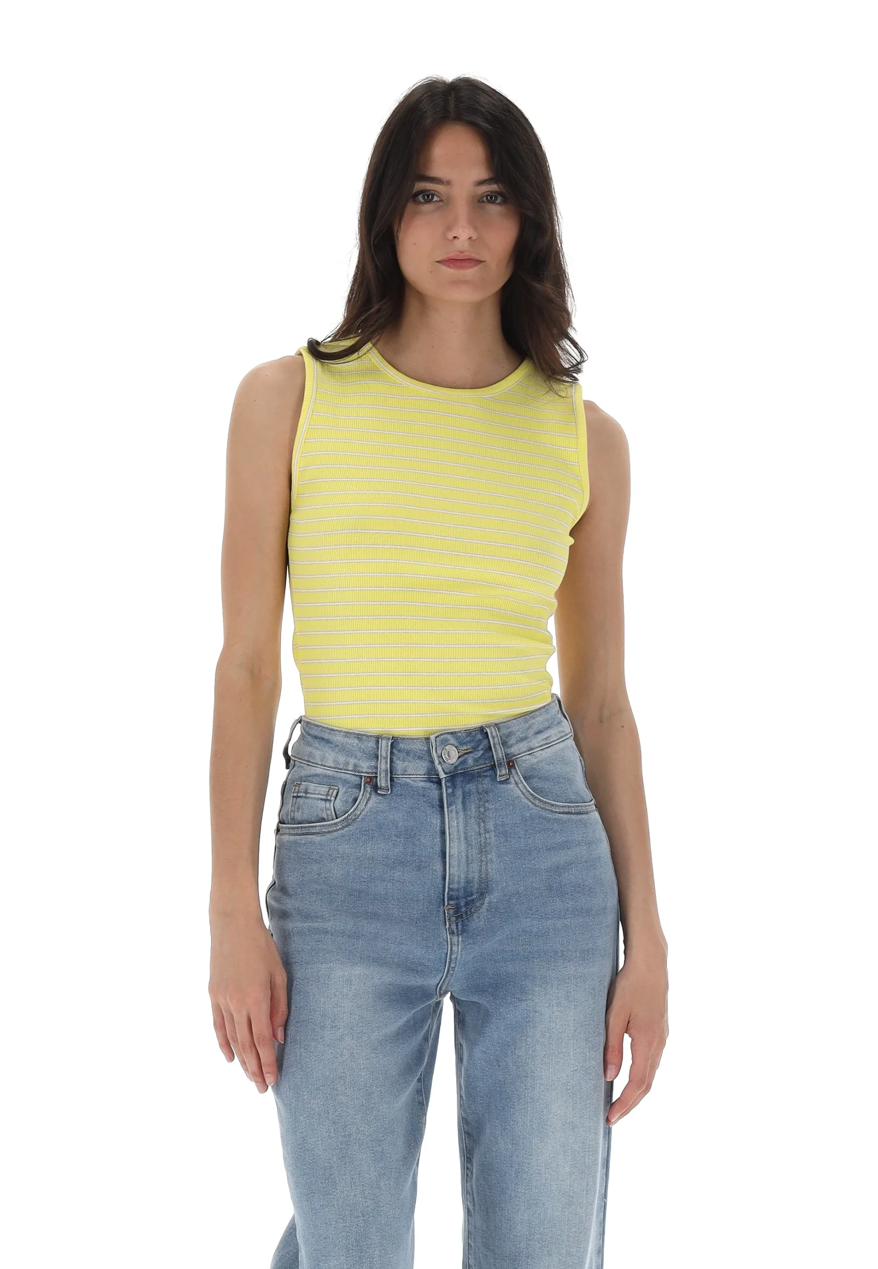 Canotta a costine fantasia righe Age donna