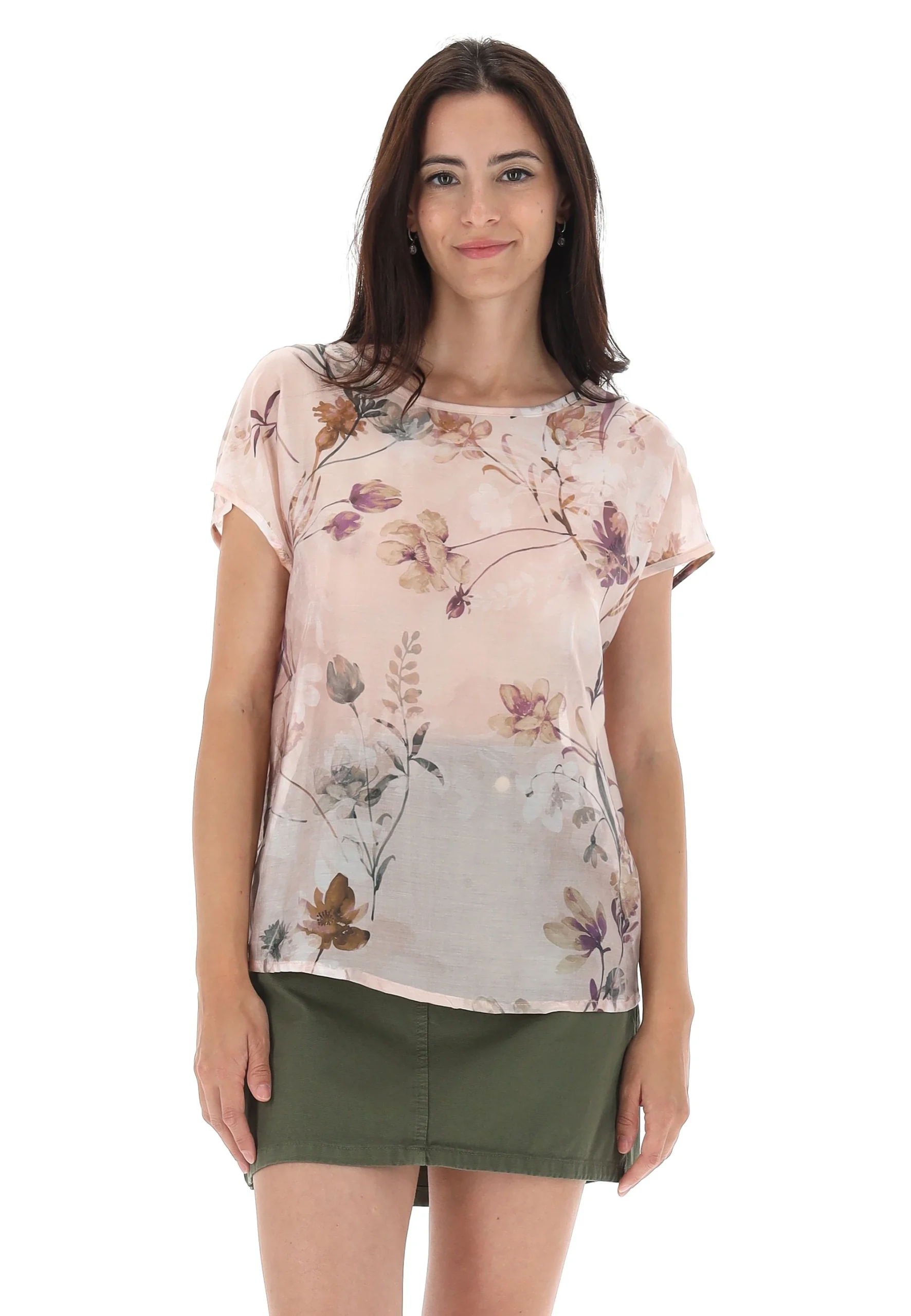Blusa manica corta in fantasia floreale èks