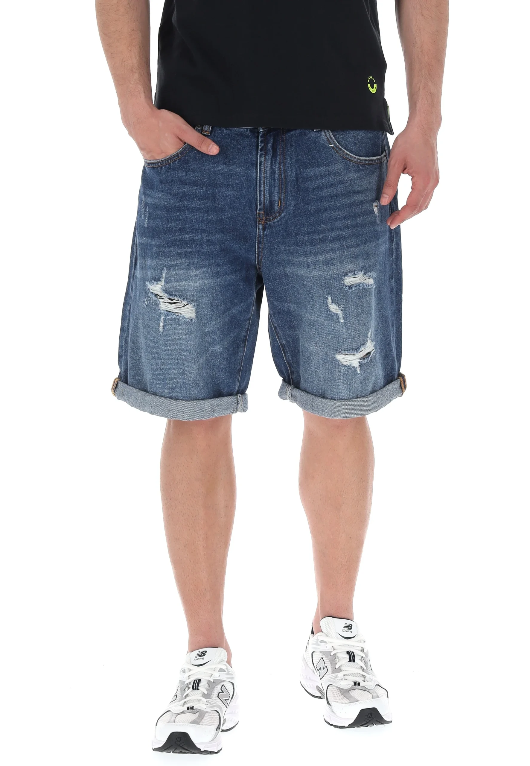 Bermuda denim con rotture 8.9 uomo