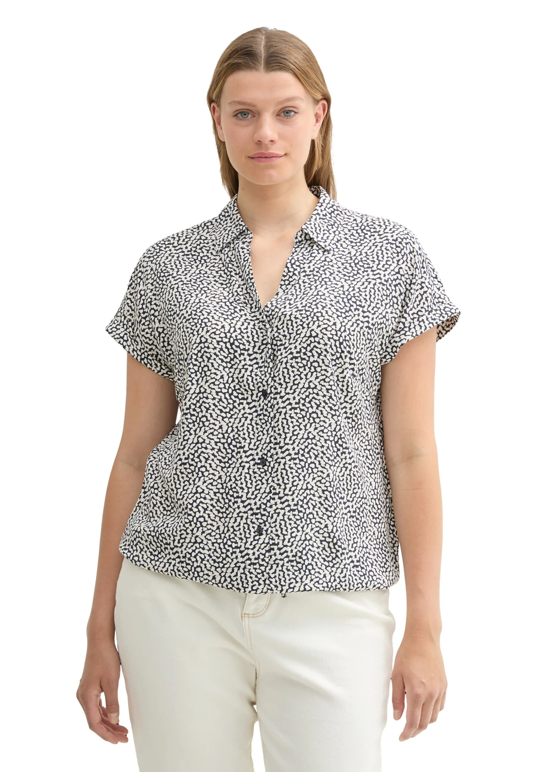 Camicia in viscosa Tom Tailor manica scesa e coulisse sul fondo