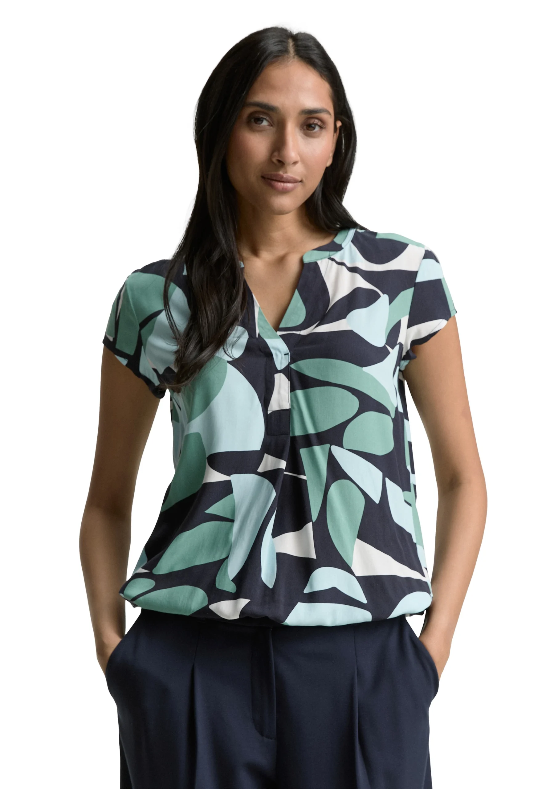 Blusa in viscosa fantasia con elastico sul fondo Tom Tailor