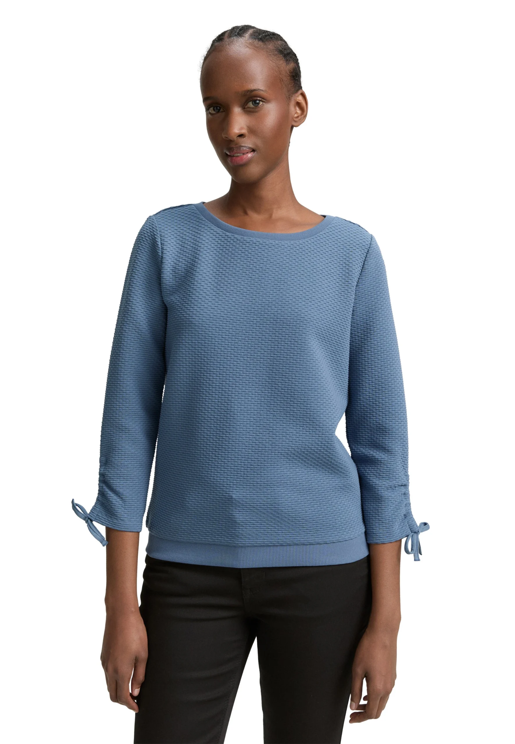 Felpa 3/4 con coulisse e operata in rilievo Denim Tom Tailor art.1047227