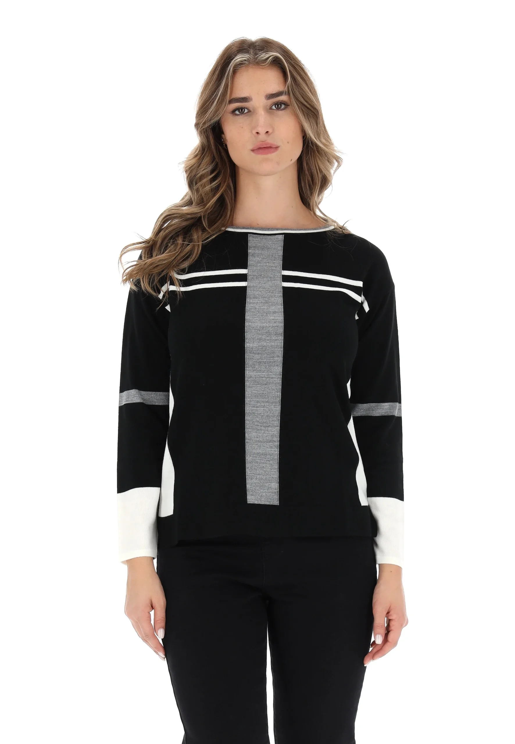 Maglia manica lunga fantasia geometrica Main&Land art. 2323