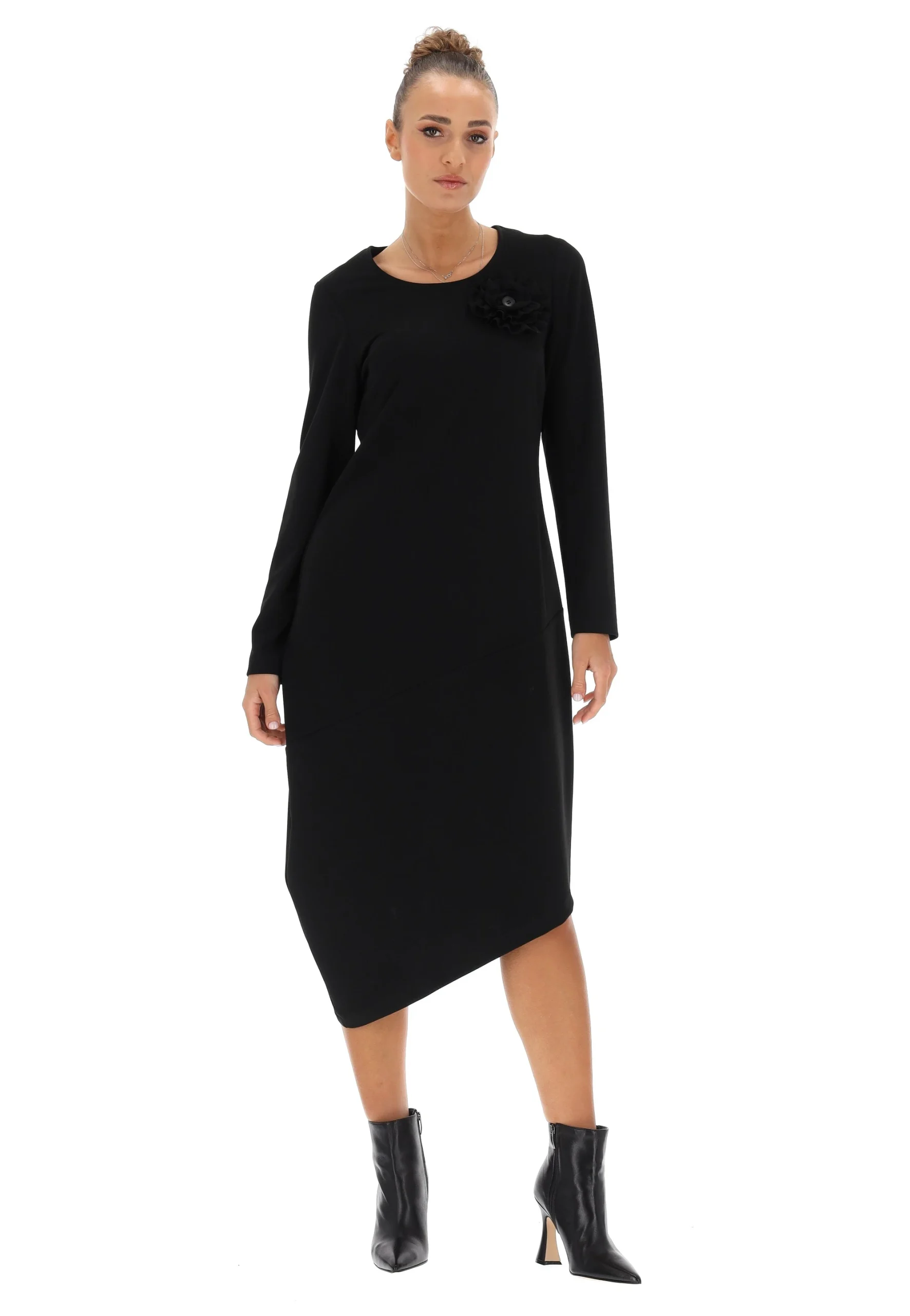 Abito midi donna Pierr Day con zip sul retro e coccarda frontale