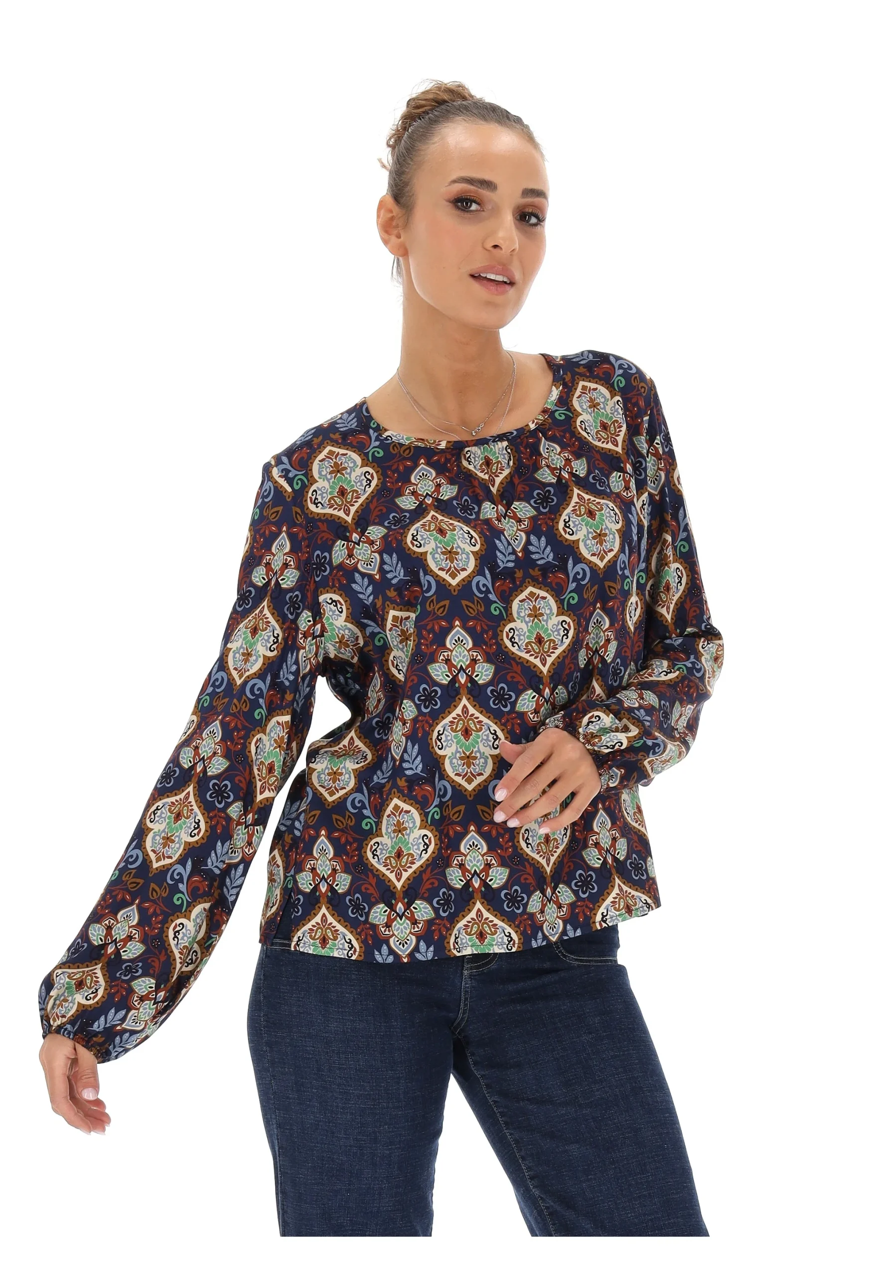 Blusa donna in viscosa con fantasia Pierr Day