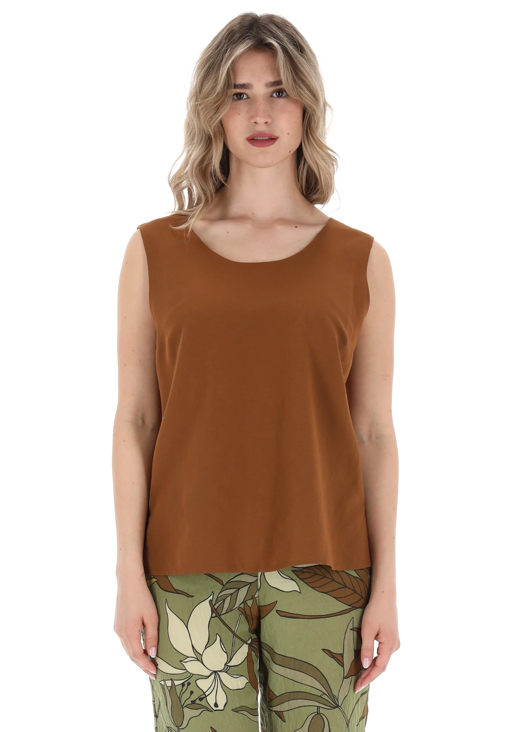 Blusa in misto lino tinta unita Pierr Day donna