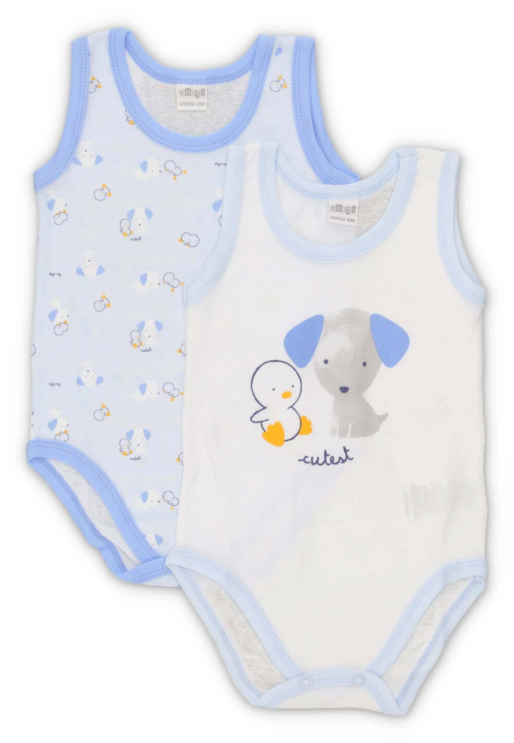 Bipack body smanicato Ellepi in cotone AF5400NTO neonato