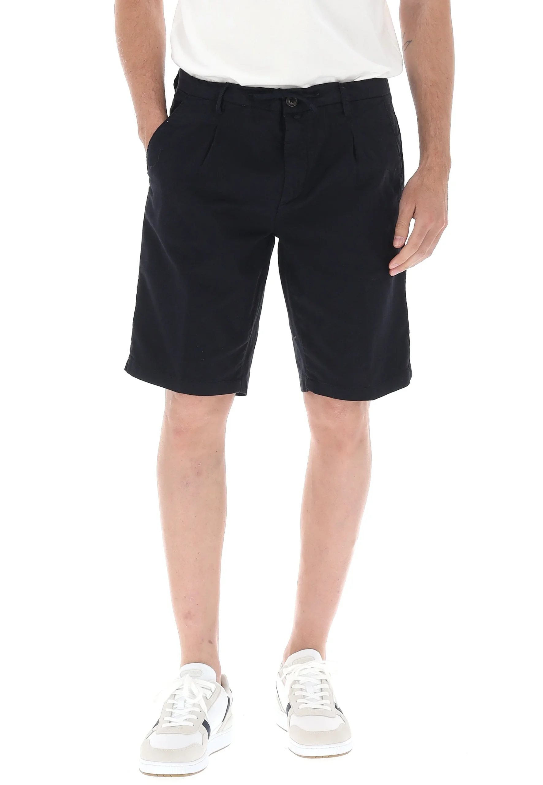 Bermuda uomo Over/D in misto cotone e lino con coulisse