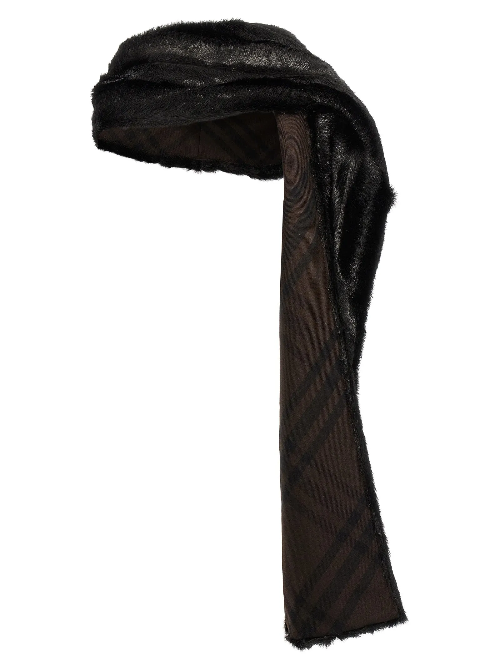 Eco Fur Hooded Scarf Sciarpe Nero