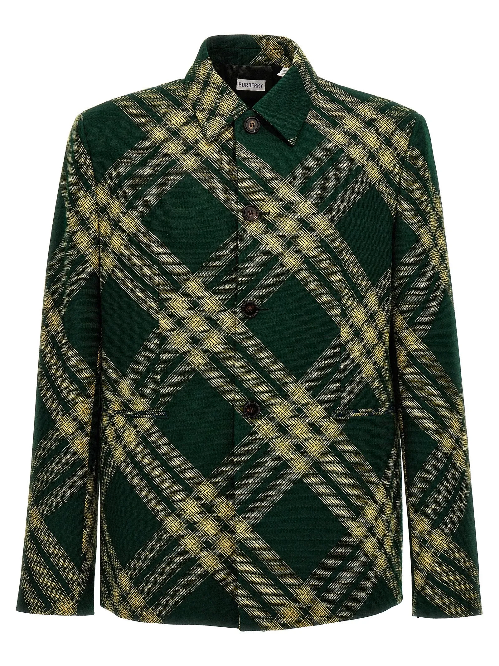Check Wool Tailored Blazer Verde