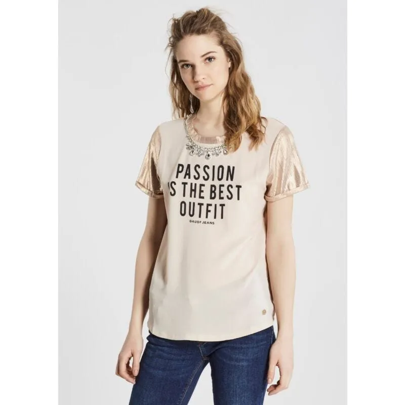 T-shirt con texture a contrasto