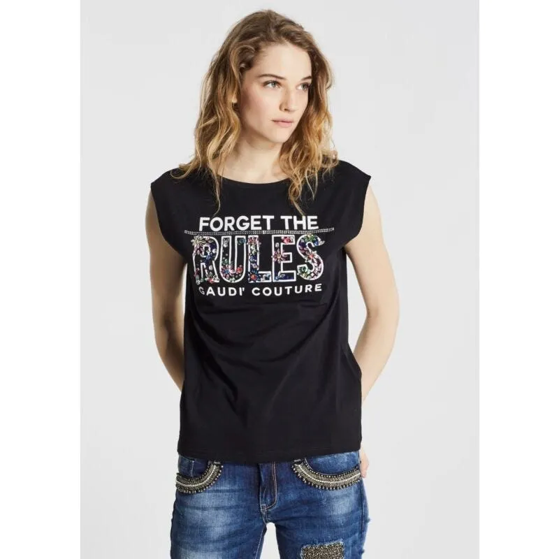 Top con applicazioni gioiello