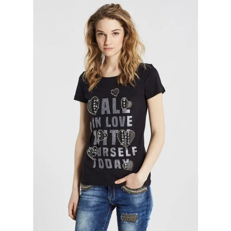 T-shirt in cotone con glitter