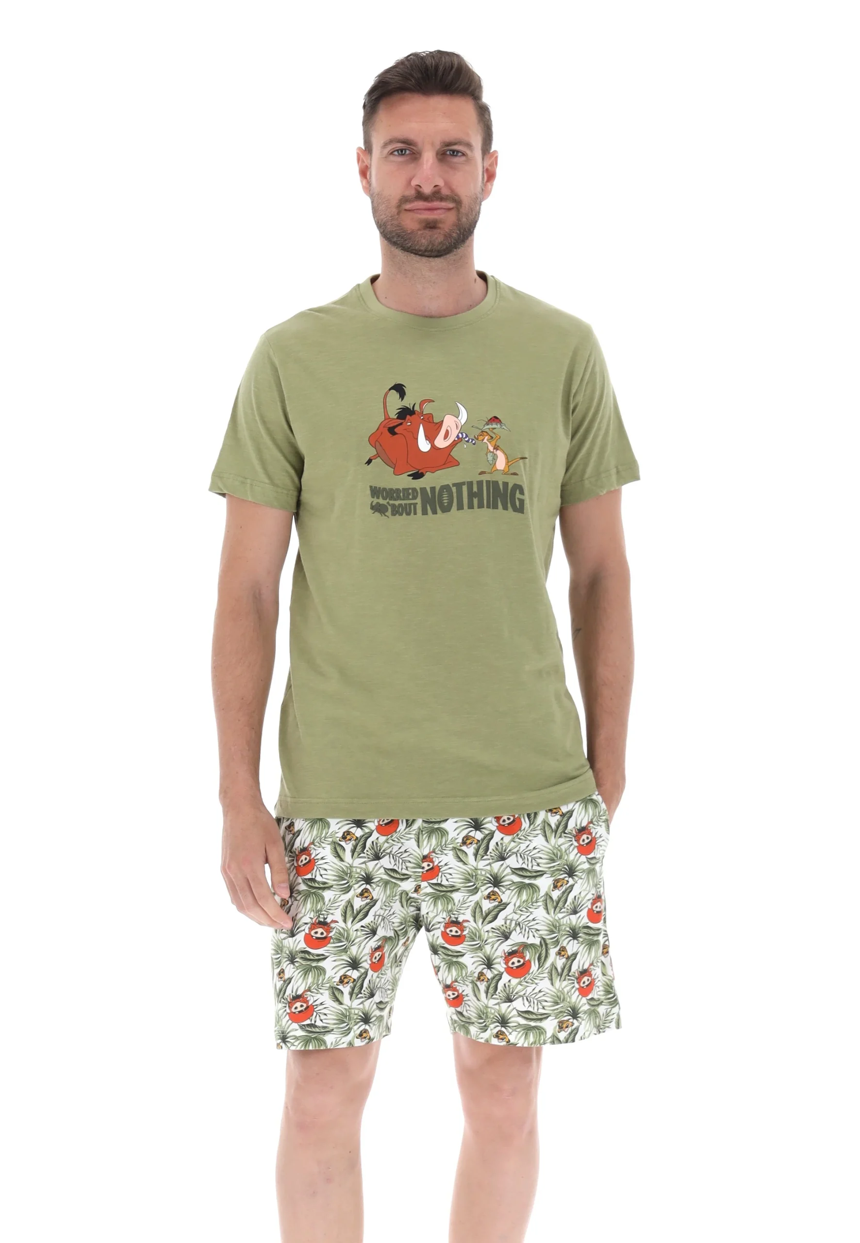 Pigiama corto uomo Disney con stampa frontale in cotone art. 63207