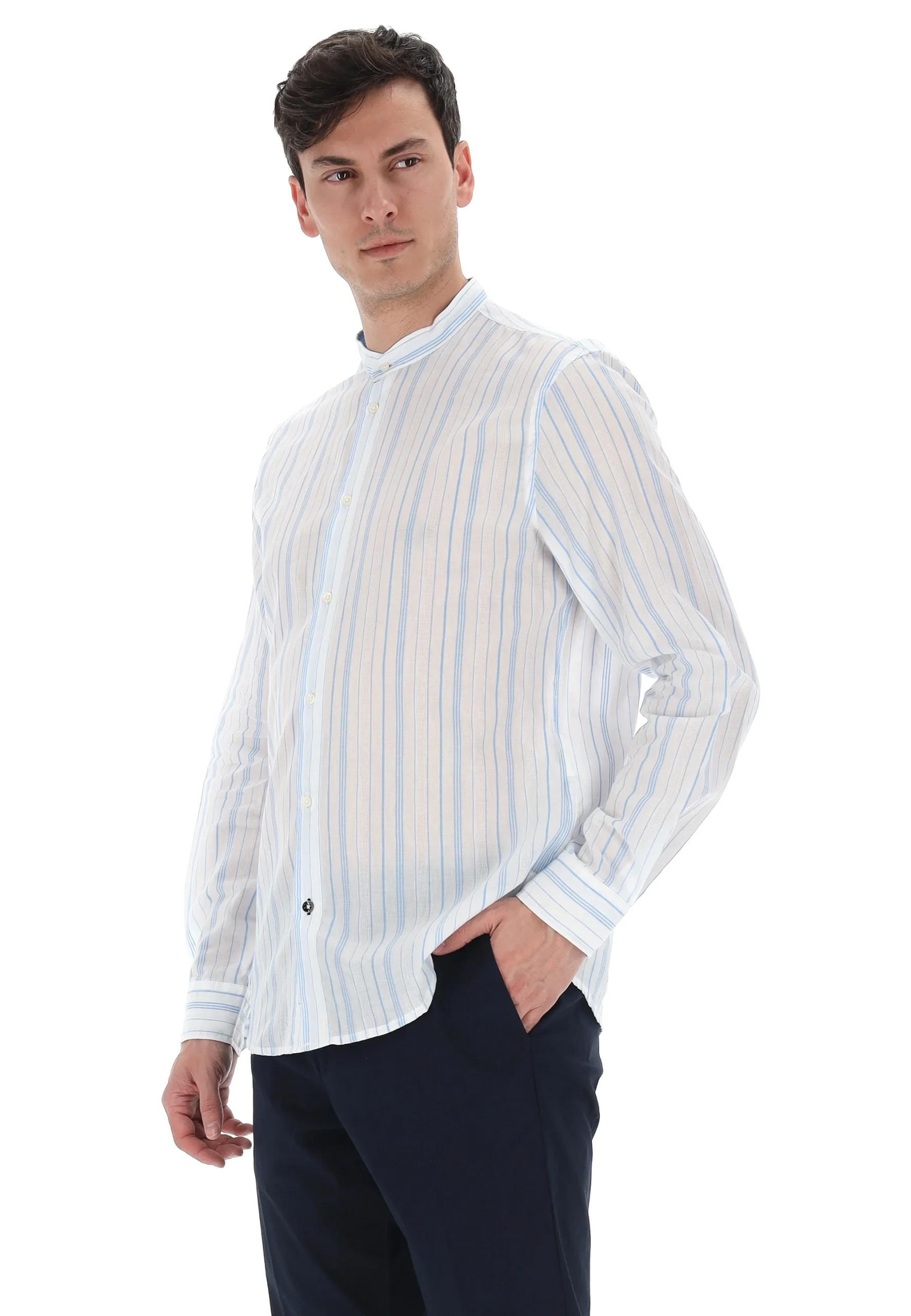 Camicia coreana a righe Gas uomo