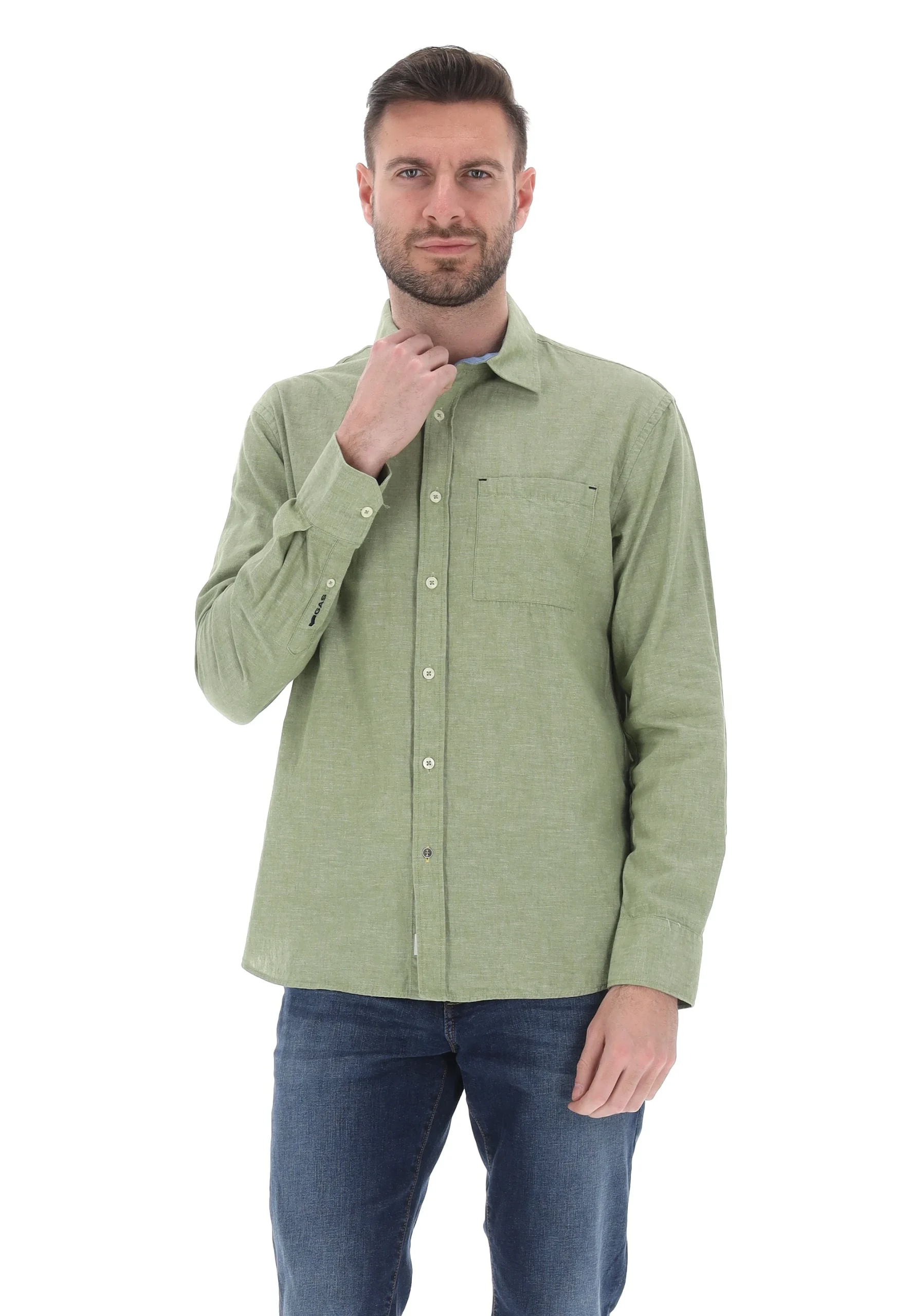 Camicia uomo Gas misto lino con dettaglio taschino art.151436100064