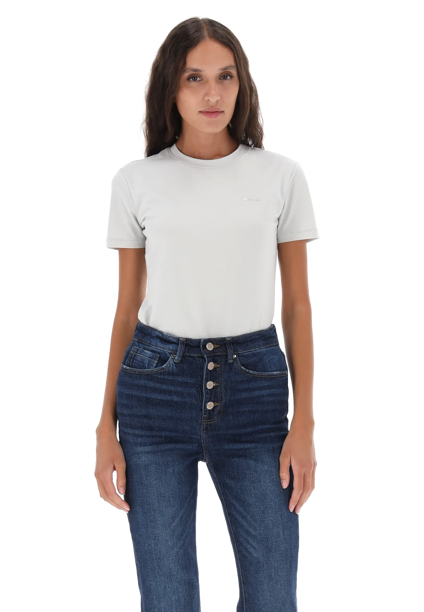 T-shirt donna slim fit Gas con logo gommato art. 547243185020