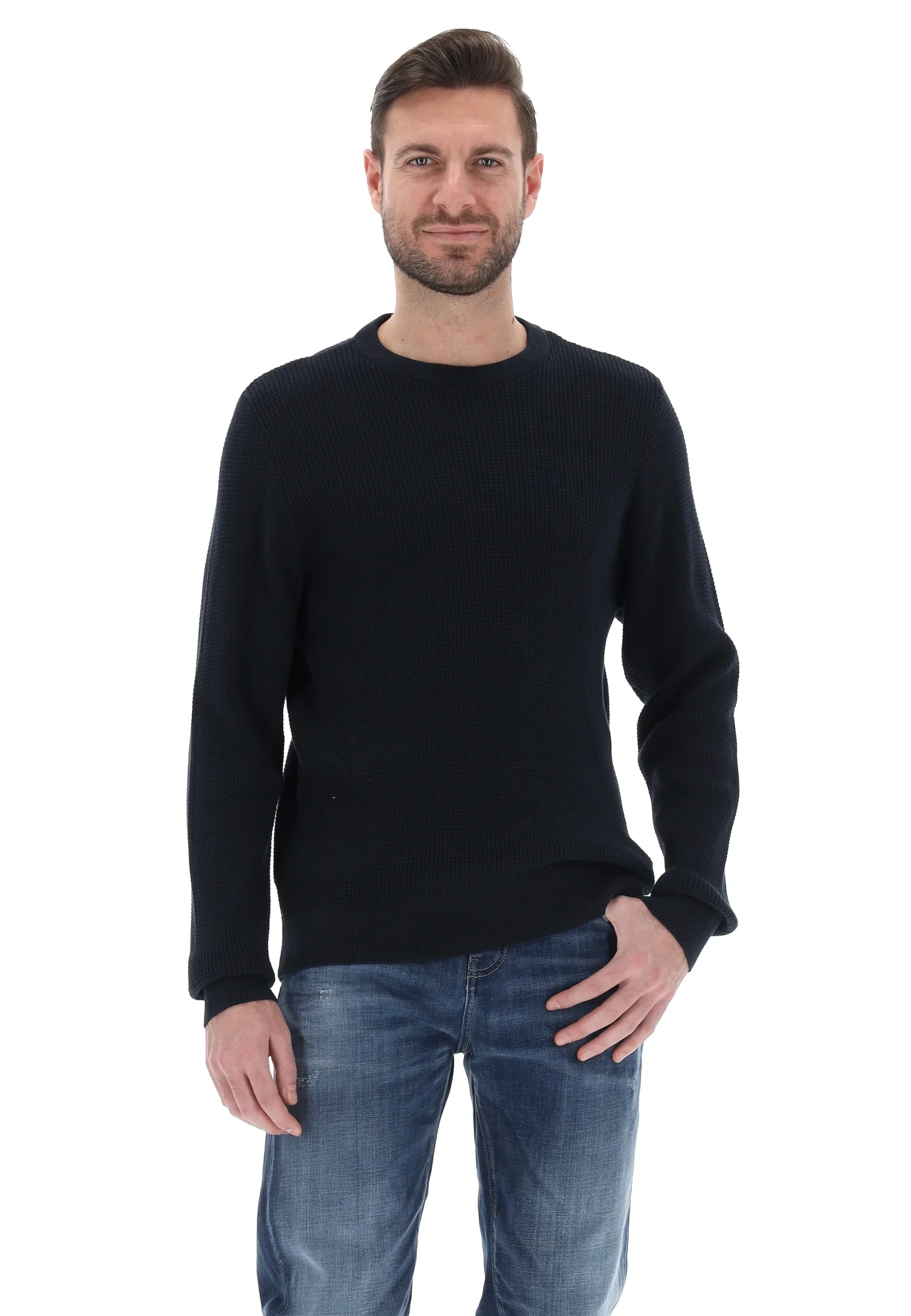 Pullover girocollo uomo Gas lavorazione waffle