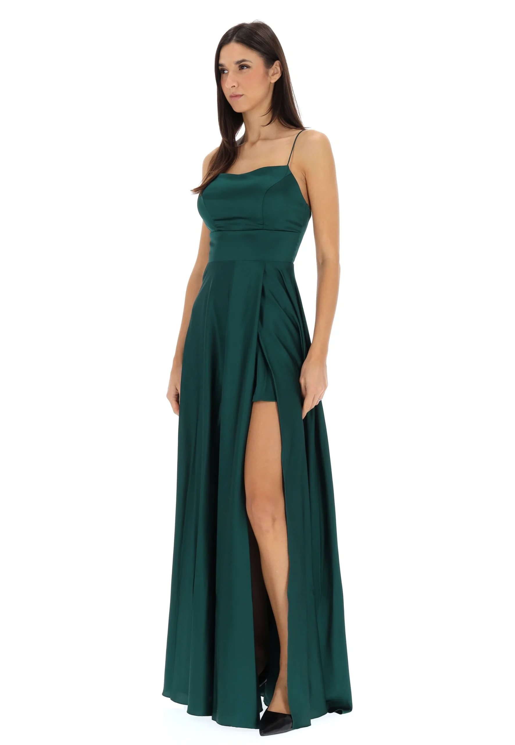 Abito lungo effetto raso con stola Visii donna