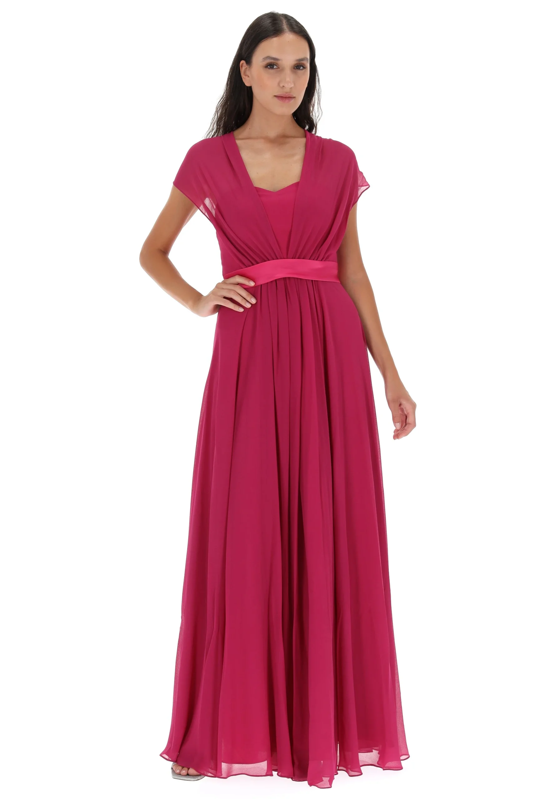 Abito lungo Visii con punto vita effeto raso VH594AB