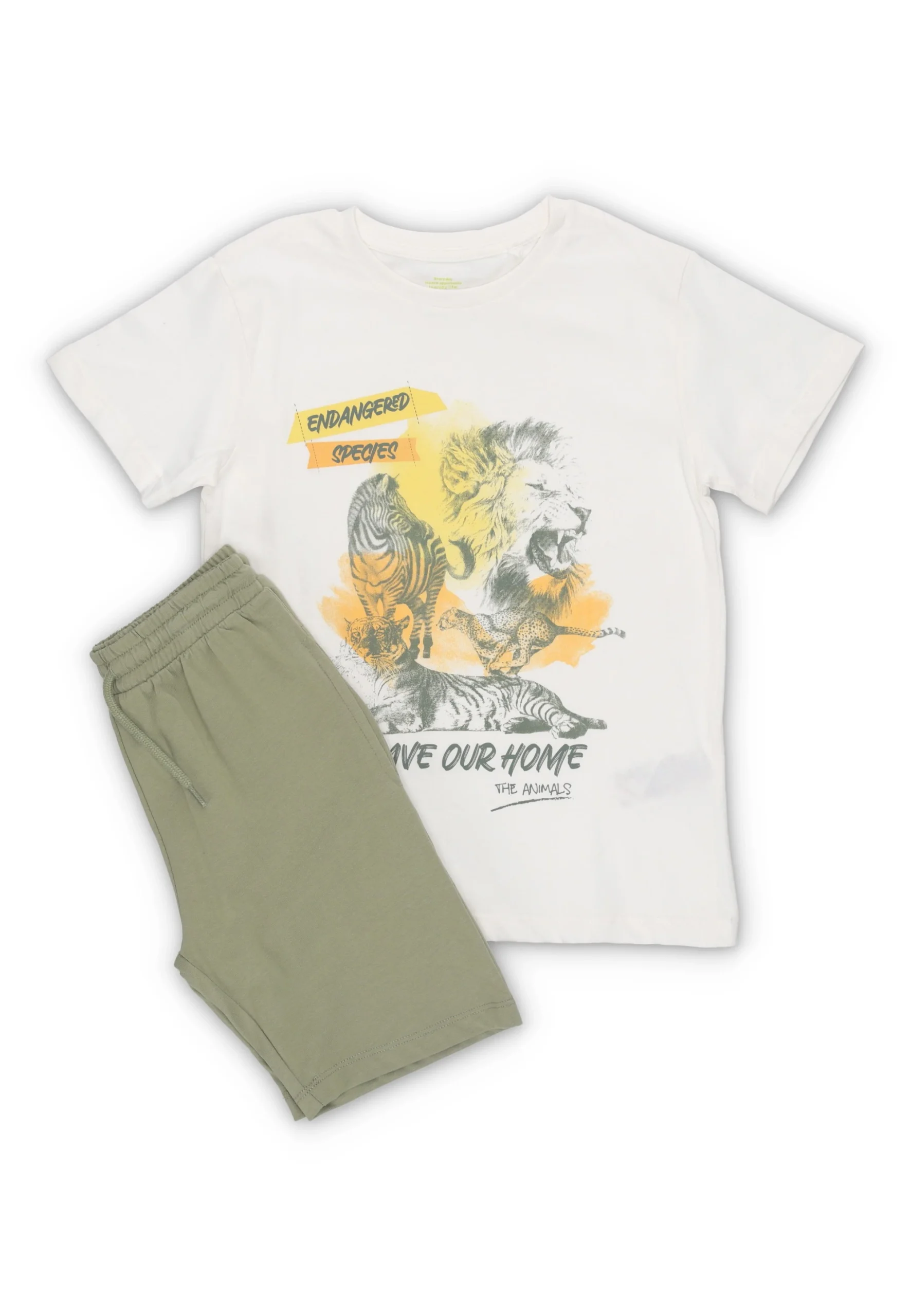 Completo bermuda e t-shirt con stampa animali savana Losan bambino