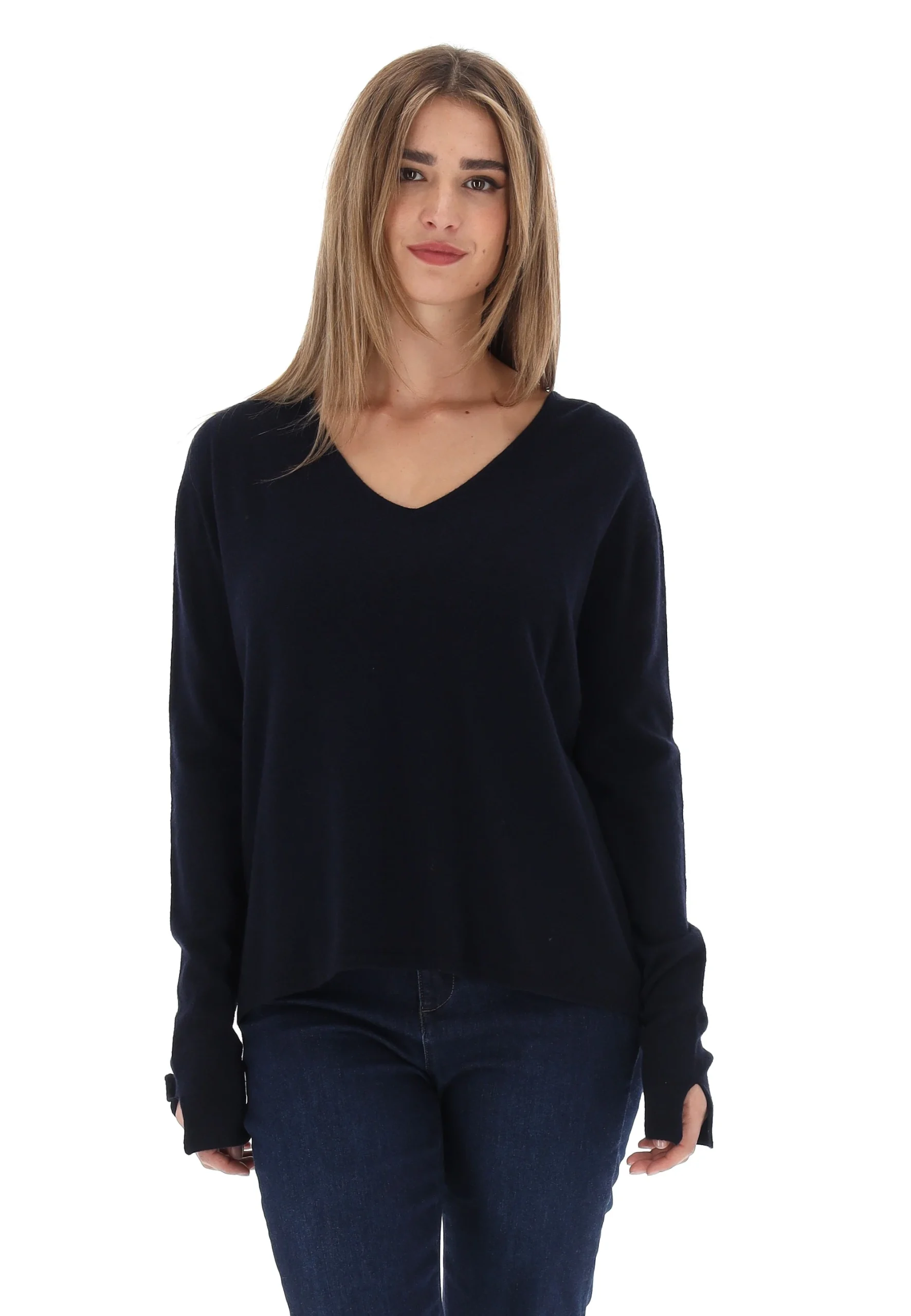 Maglione scollo V tinta unita art. 12018