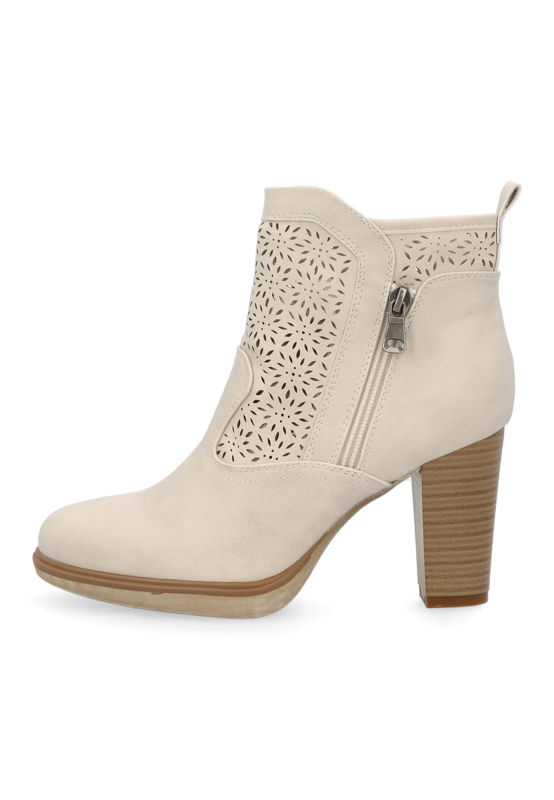 Tronchetto traforato con tacco e zip laterale Queen Helena