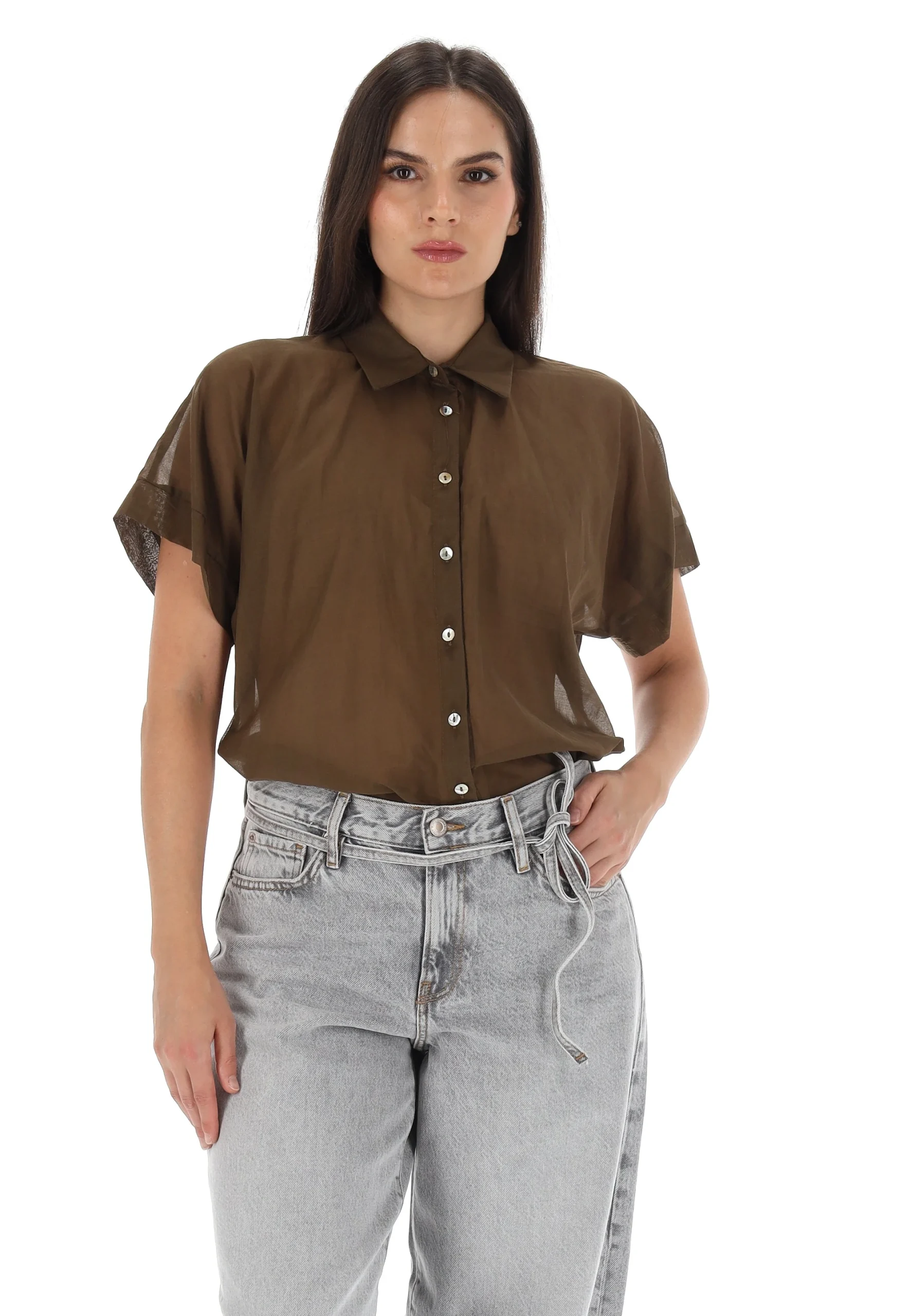 Camicia maniche corte donna TUPERTU in cotone Y1099 P203