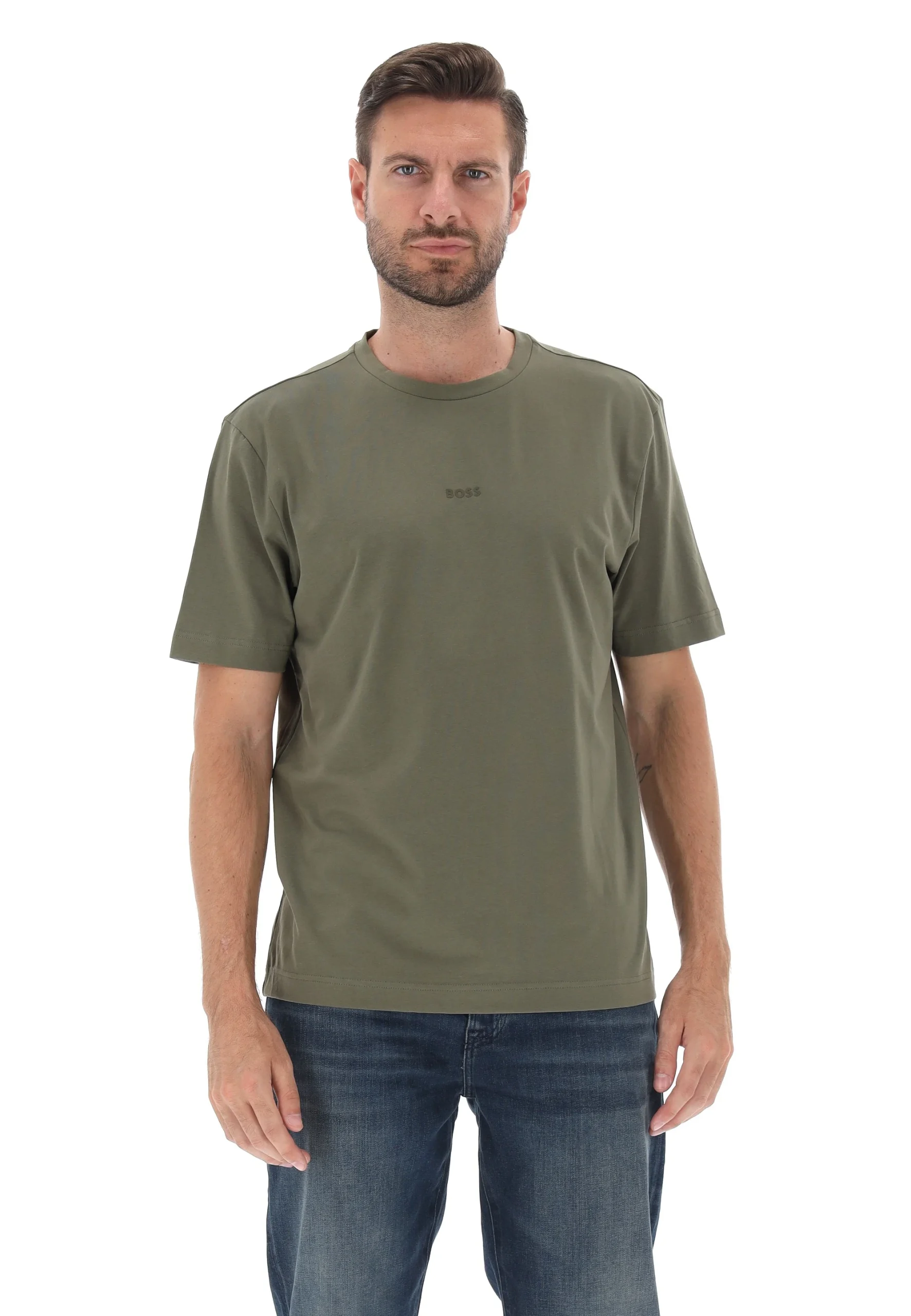 T-shirt uomo Boss in cotone con logo centrale art. 50473278