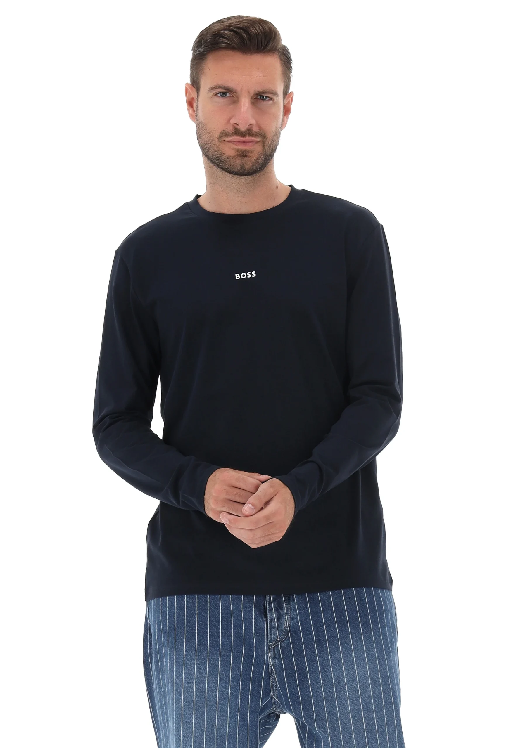 T-shirt maniche lunghe Boss con logo centrale art. 50473286