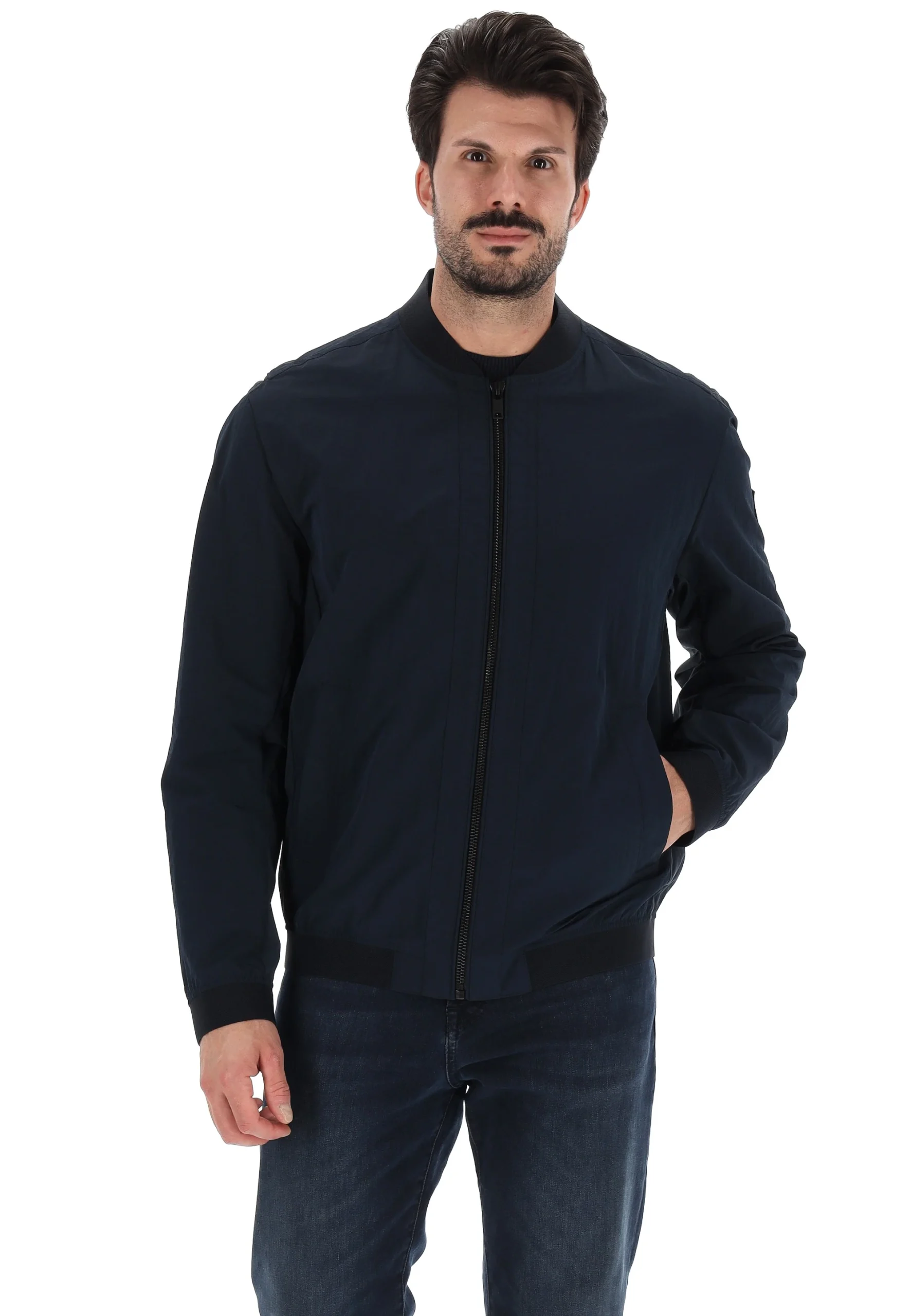 Giubbino uomo Boss con zip e patch sulla manica