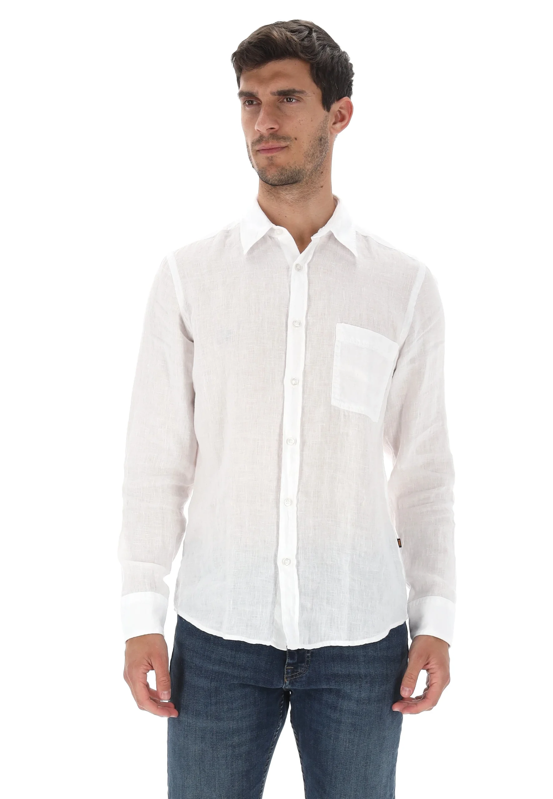 Camicia in lino con taschino Boss uomo