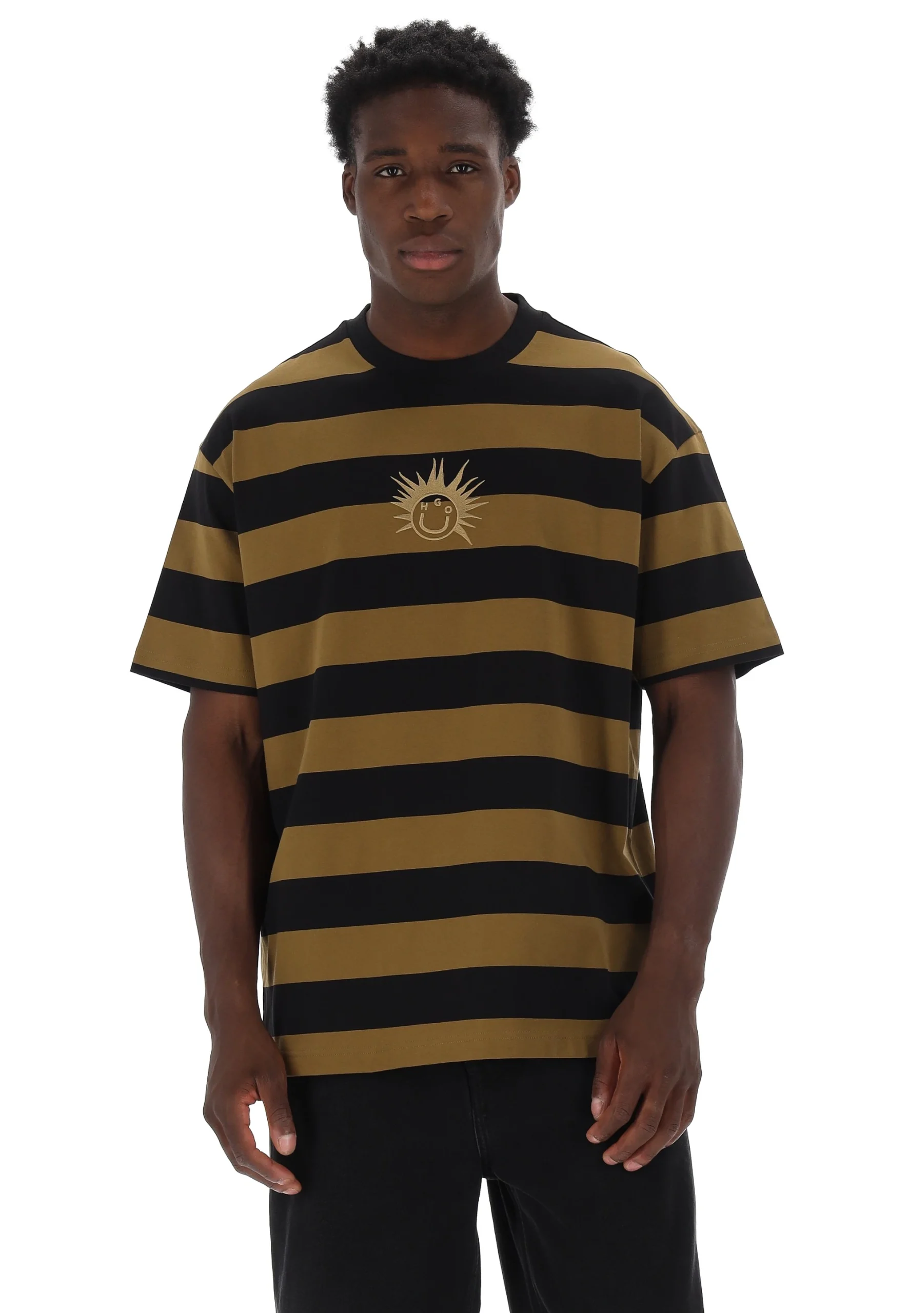 T-shirt Hugo a righe con ricamo petto art. 50543929