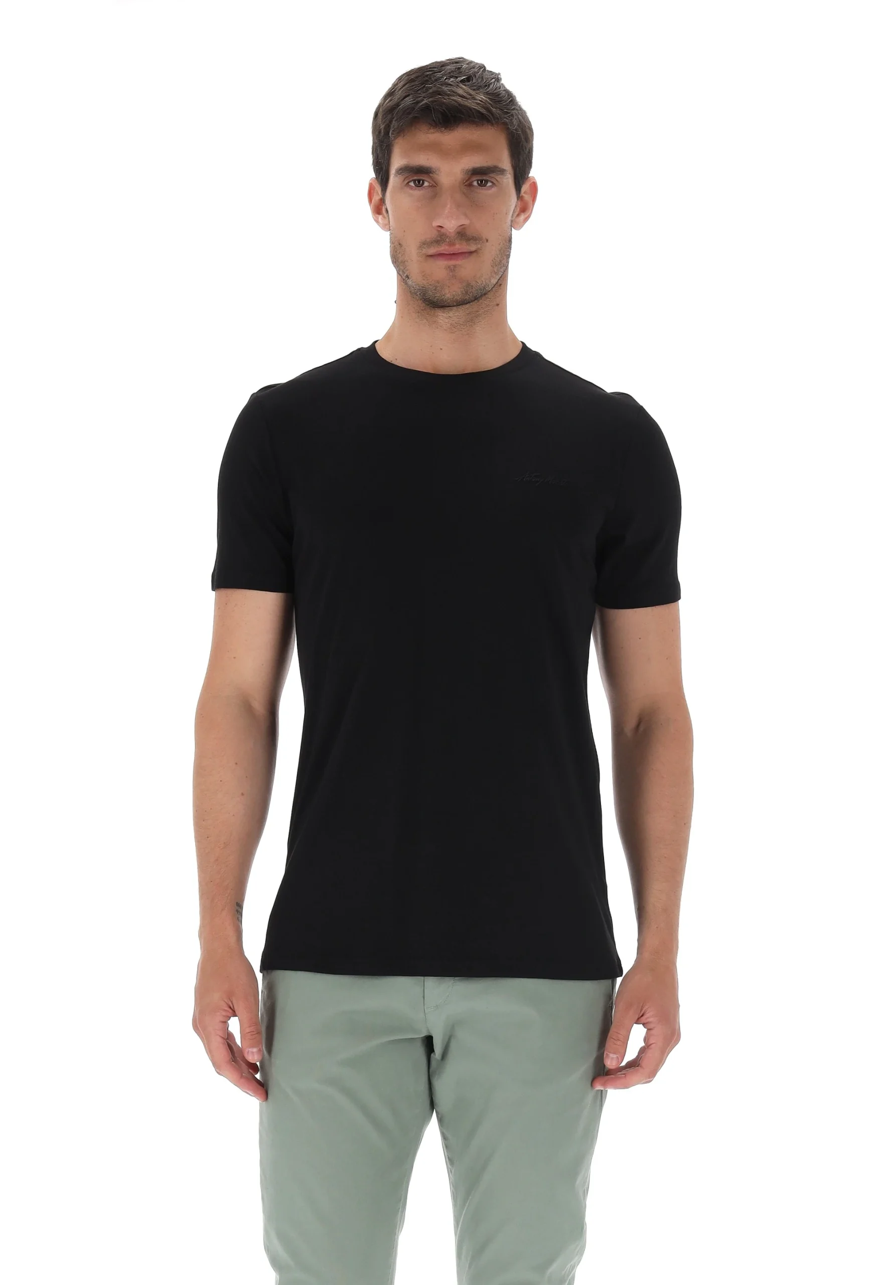 T-shirt Antony Morato basic stretch con logo gommato