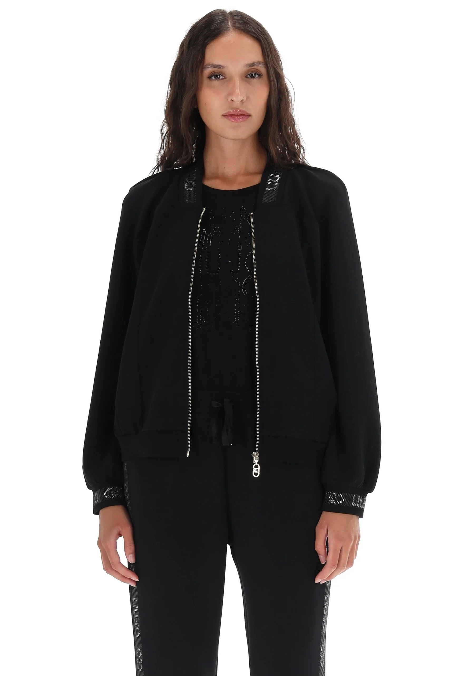 Felpa full zip con strass Liu Jo donna TF5090 J4616