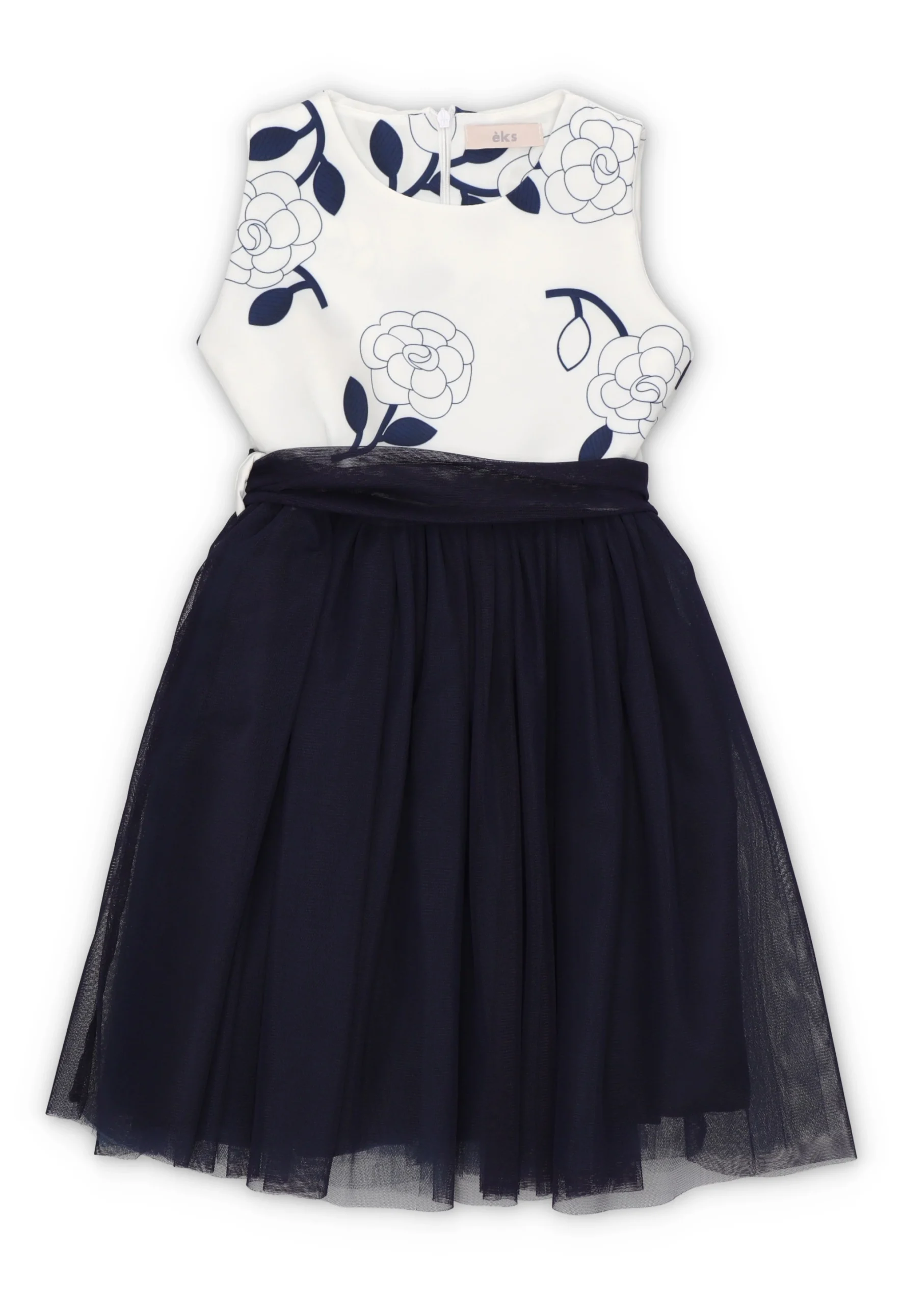 Abito elegante ragazza èks con gonna in tulle e fiori