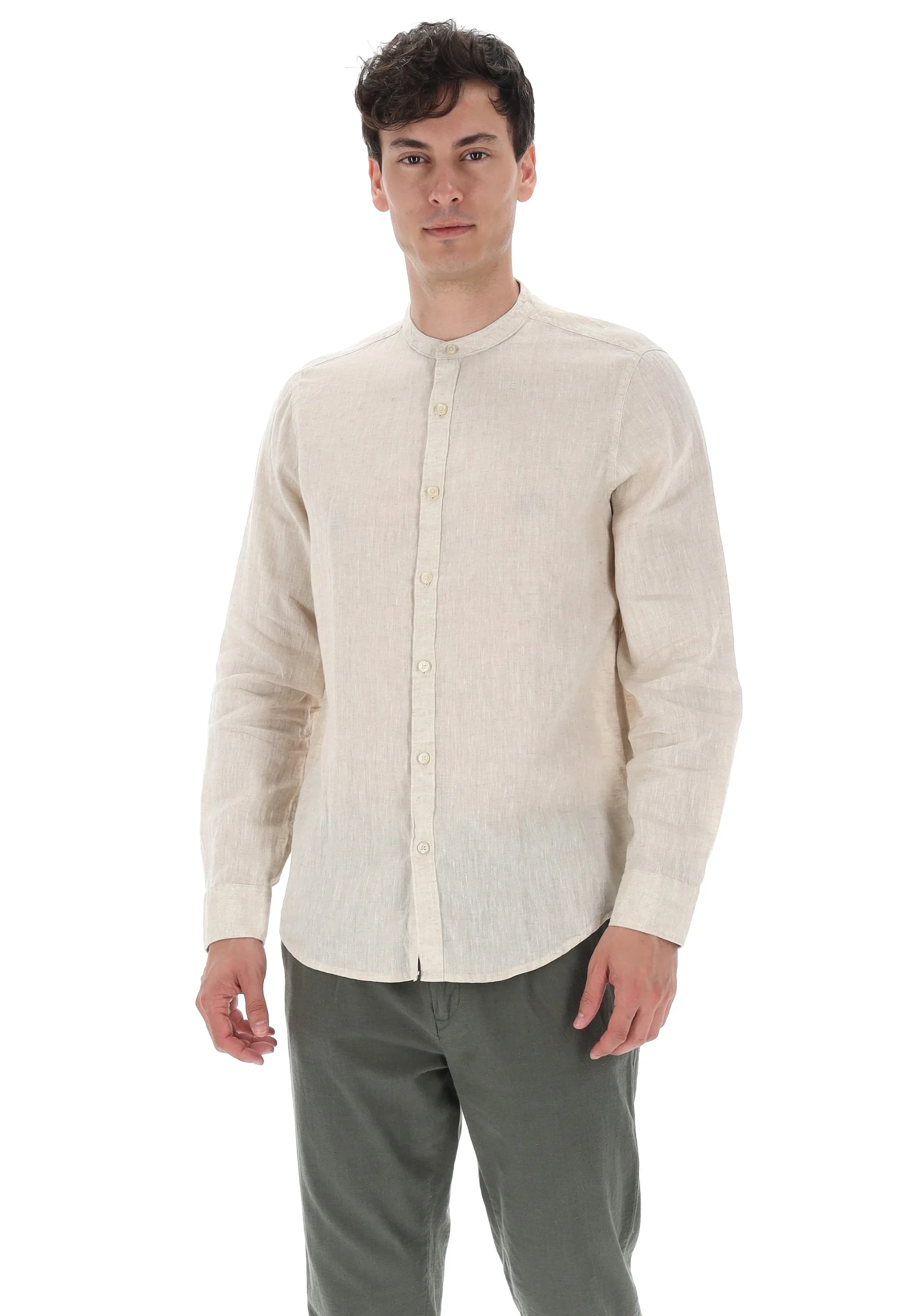 Camicia 100% lino collo coreana Age tinta unita