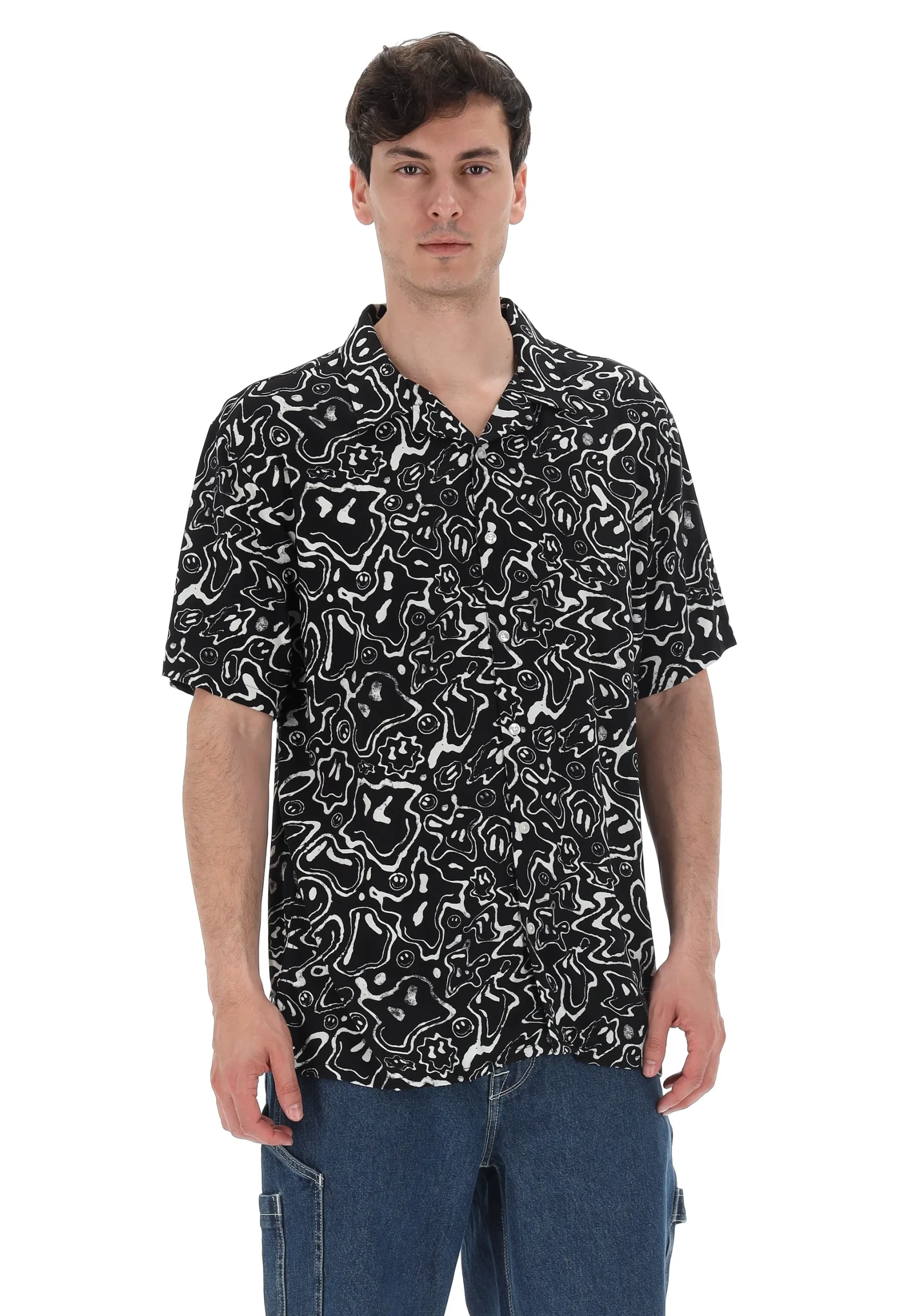 Camicia manica corta over Volcom con fantasia smile art. A0412506