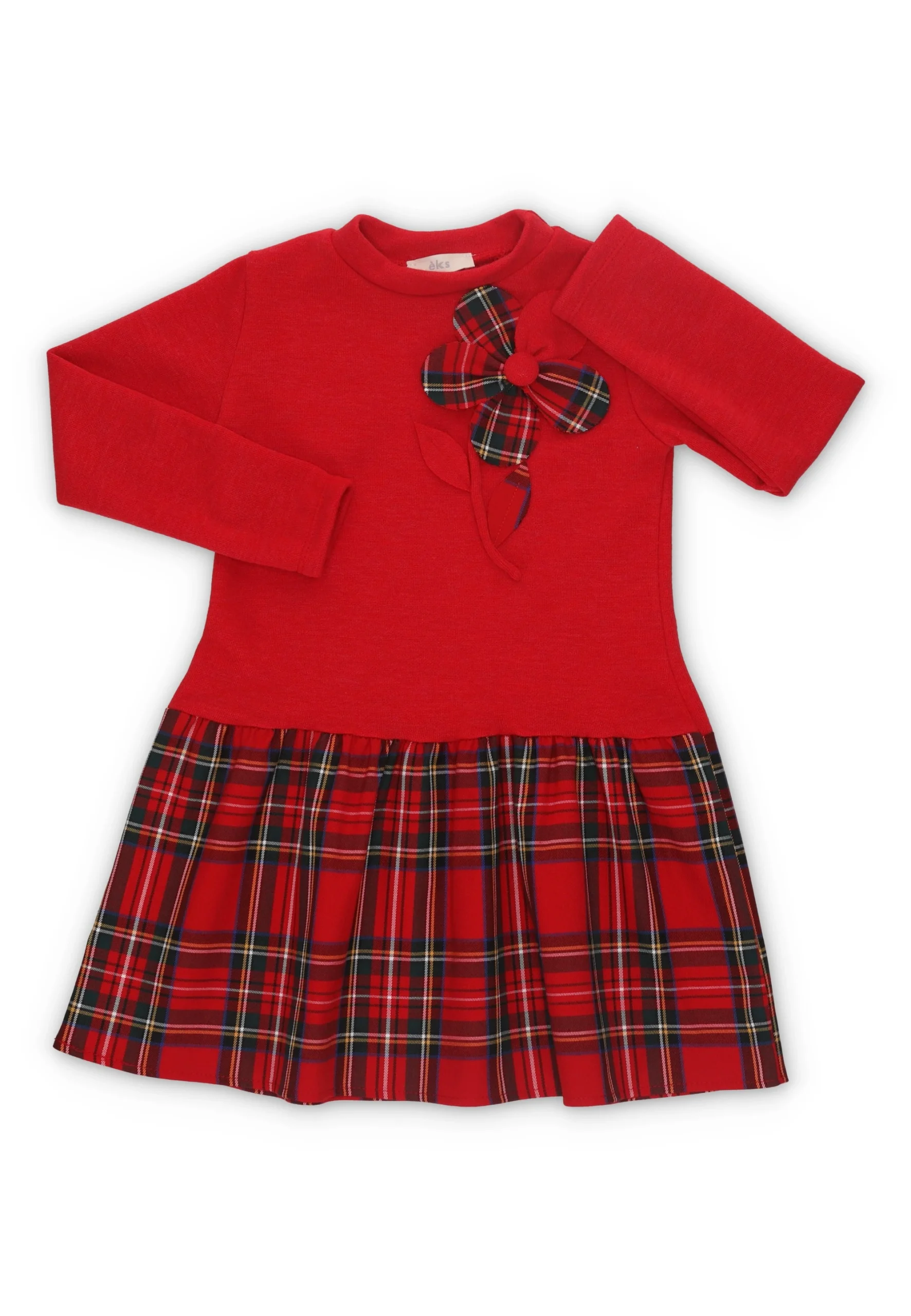 Vestito manica lunga èks con fiore ricamato art. 21703