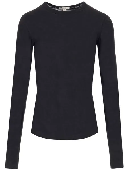 James Perse Donna T-shirt nera a maniche lunghe