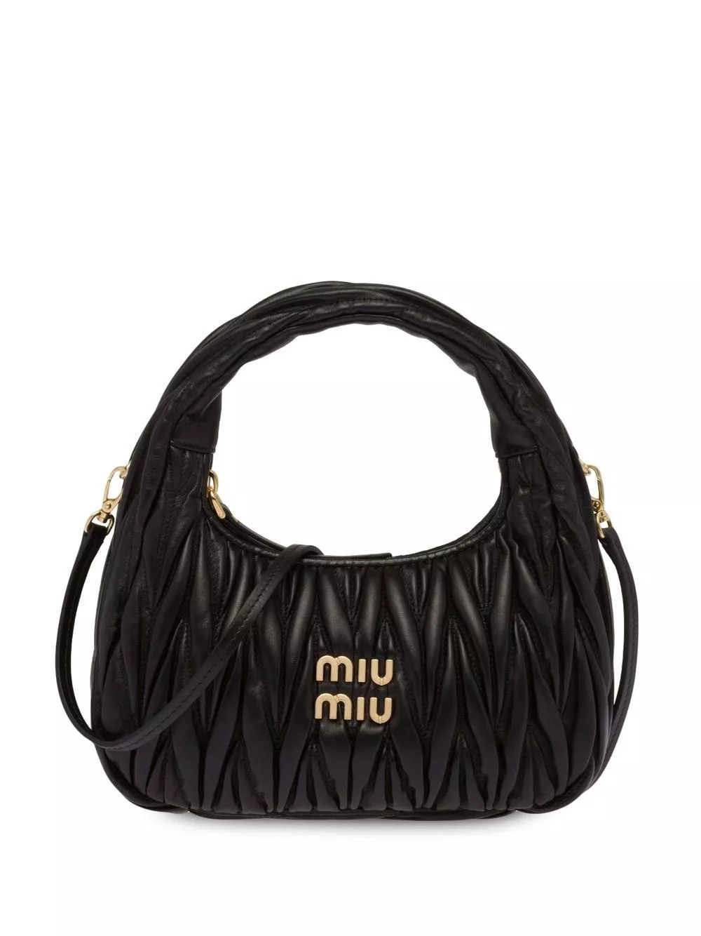 Borsa hobo wander piccola in pelle di Miu miu