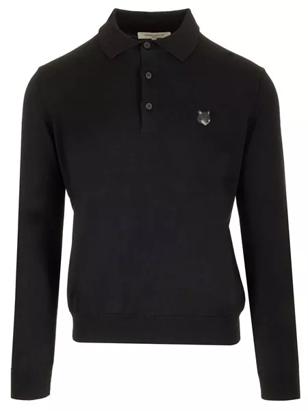 Maison Kitsuné Uomo Bold fox head patch polo jumper