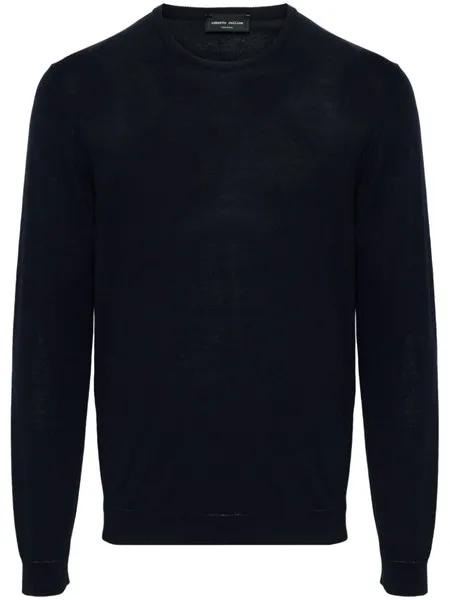 Roberto Collina Uomo Maglia blu in filo di cotone