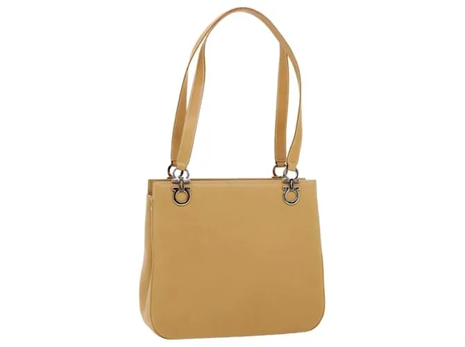 Salvatore Ferragamo Borsa a Spalla Pelle Beige Auth cl519