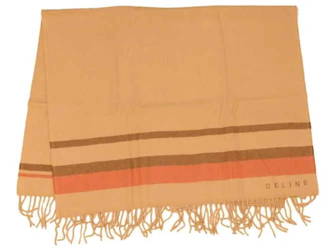 Céline CELINE Sciarpa Lana Beige Rosso FIT6003813 auth 43803
