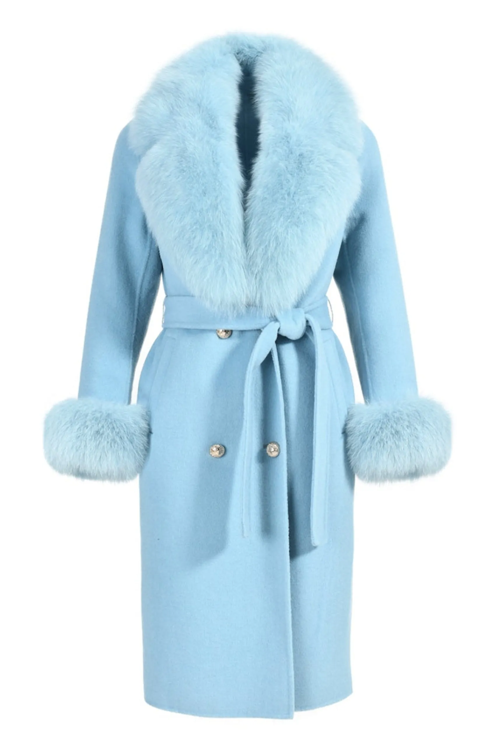 Cappotto Chic Azzurro in Misto Cachemire