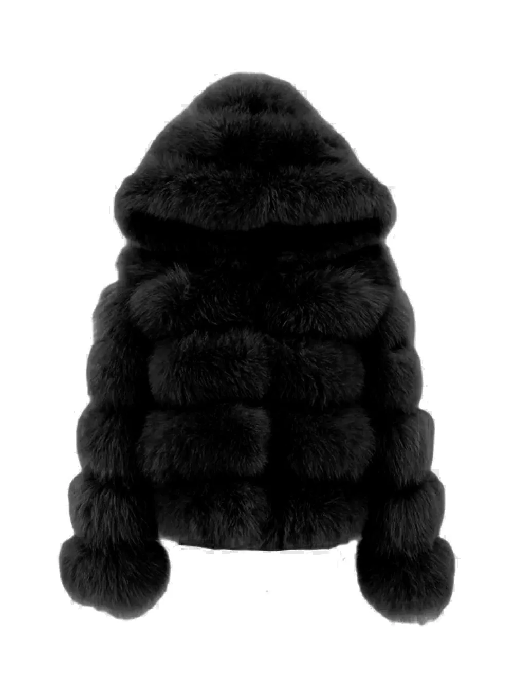 Giacca Anai Nera in Pelliccia di Volpe