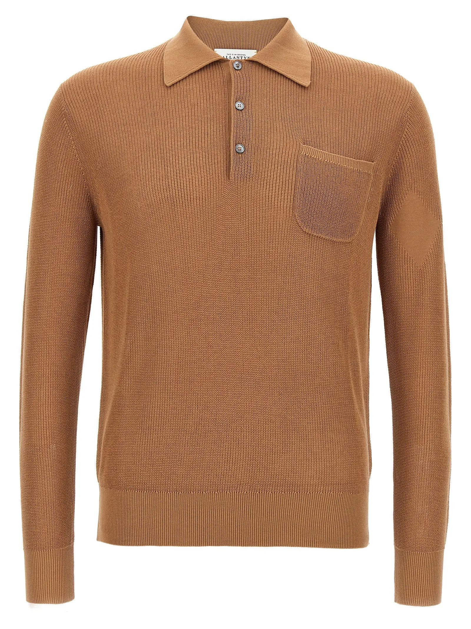 Openwork Cotton Shirt Polo Marrone