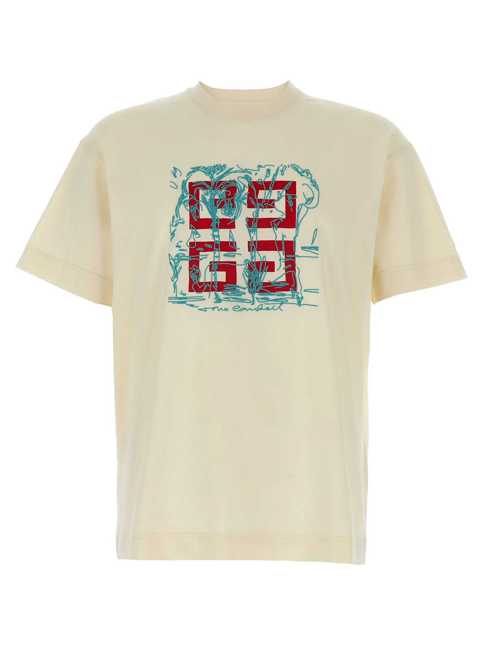 Embroidery T Shirt Beige